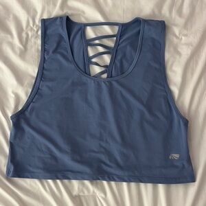 Light-Blue Crisis-Cross Back Sports Crop Top